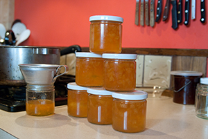 Stacked up jars of jam